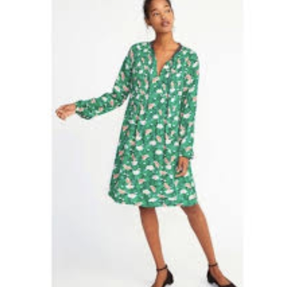 OLD NAVY | Floral Tie-Neck Mini Swing Dress - Picture 1 of 11